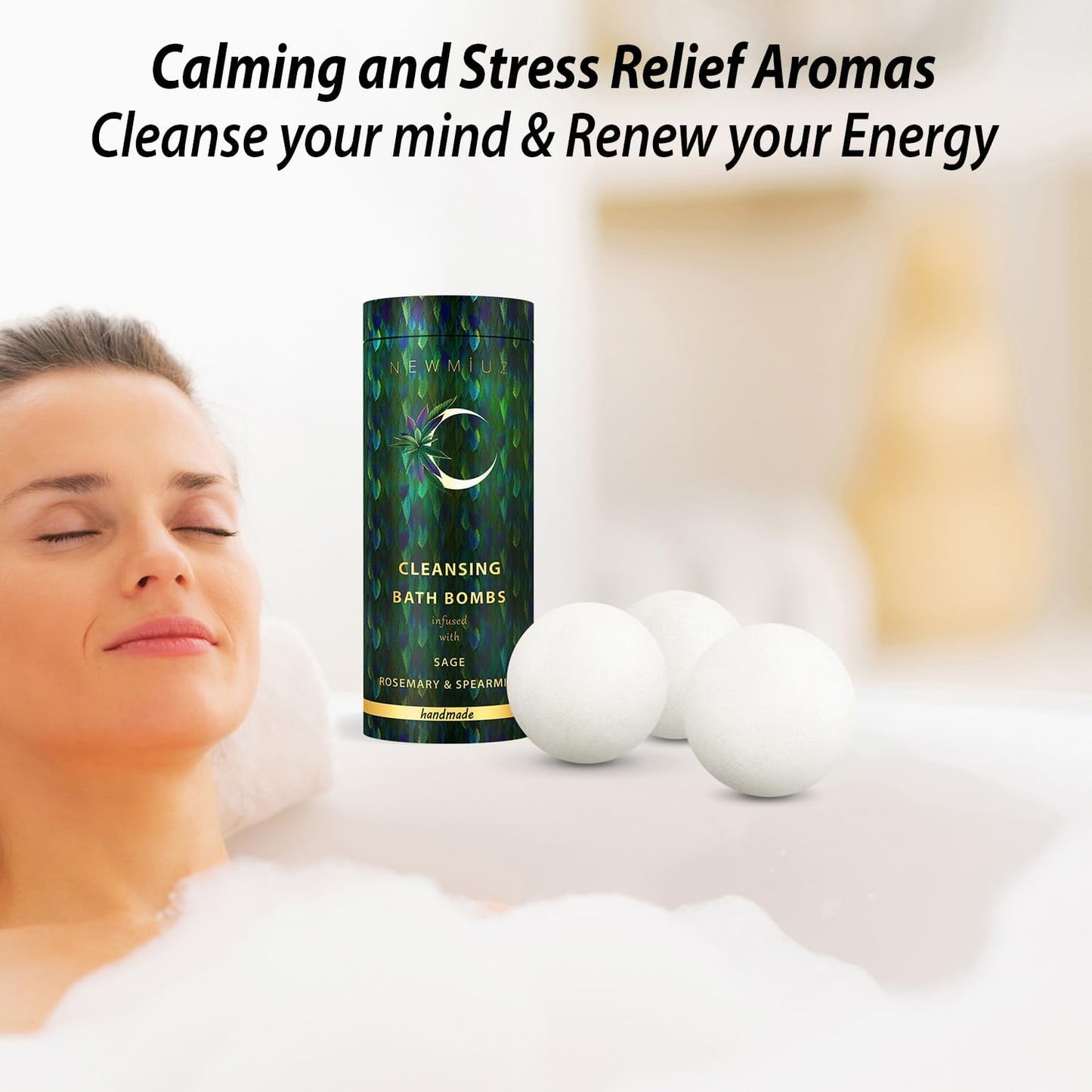 Sage Bath Bombs Spiritual Bath Energy Clearing Protection Shielding Smokeless Smudging Sage Rosemary and Spearmint Relaxation Stress Relief Spa Gift