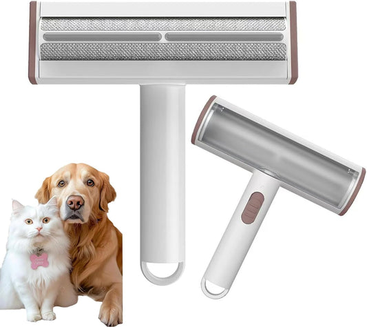 Pet Hair Remover & Lint Roller- Remove Cat/Dog Hair from Car Interiors, Furniture, Couch, Carpet and Bedding - Reusable & Washable Animal Fur Removal Tool for Pet Owners (Brown & White)