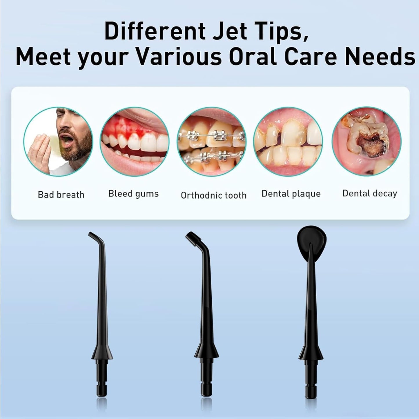 Water Dental Flosser Teeth Pick: Portable Cordless Oral Irrigator 320ML Rechargeable Travel Irrigation Cleaner with 5 Flossing Tips, IPX7 Waterproof Electric Flossing Machine for Teeth Cleaning