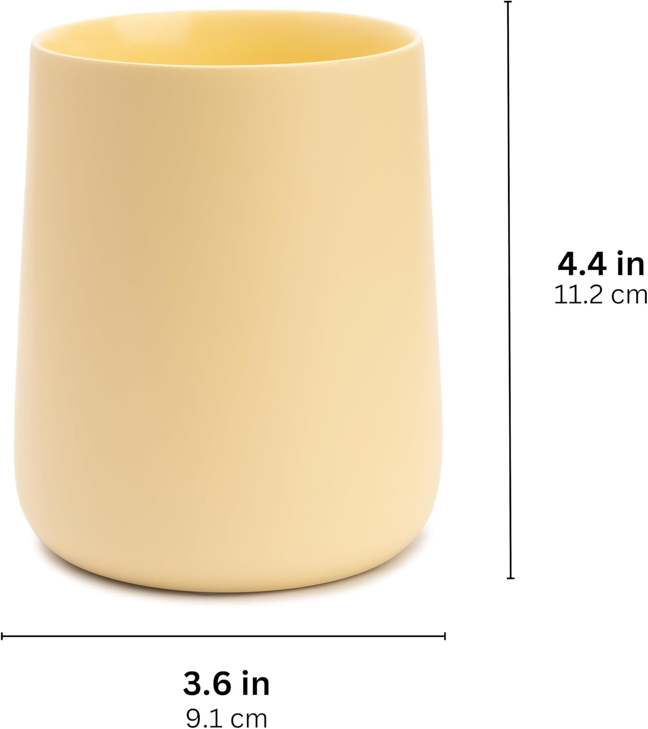 Matte Yellow Cream Toothbrush and Toothpaste Holder and Cup for Bathroom Vanity and Countertop, Round Organizer for Electric Toothbrushes, Floss, Razors, Cotton, and Mouthwash