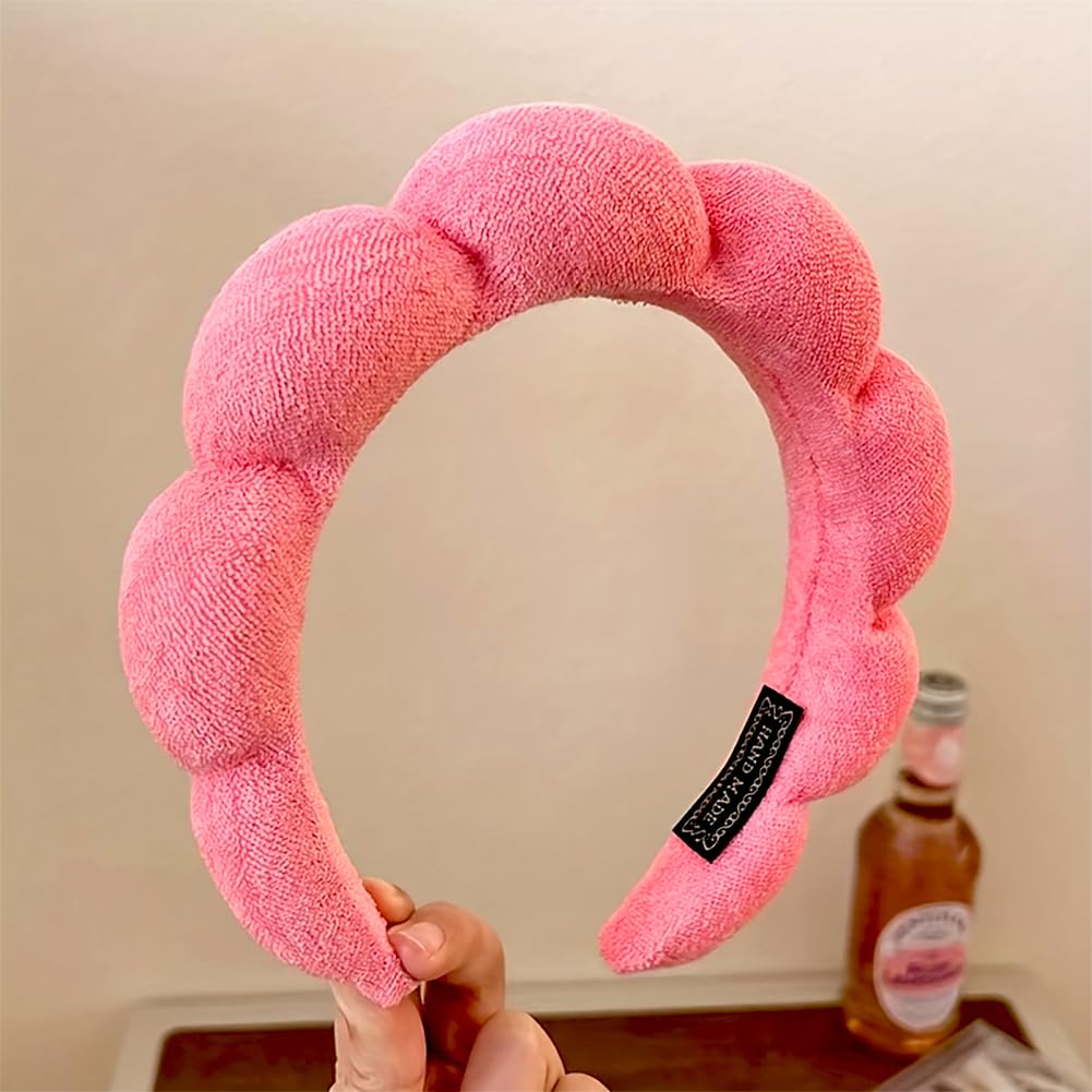 Spa Headbands for Facial Treatments, Makeup Application, and Face Washing - Terry Cloth Headbands with Puffy Design for Skincare and Mask Application