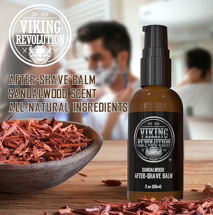 Viking Luxury After-Shave Balm - Soothes Face, Moisturizes After Shaving, Eliminates Razor Burn - Sandalwood Scent