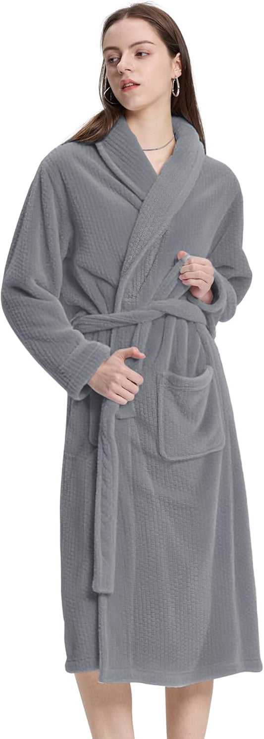 Women's Shawl Collar Bathrobe, Soft Long Towel Robes for Women - Super Absorbent Quick Dry yet Warm