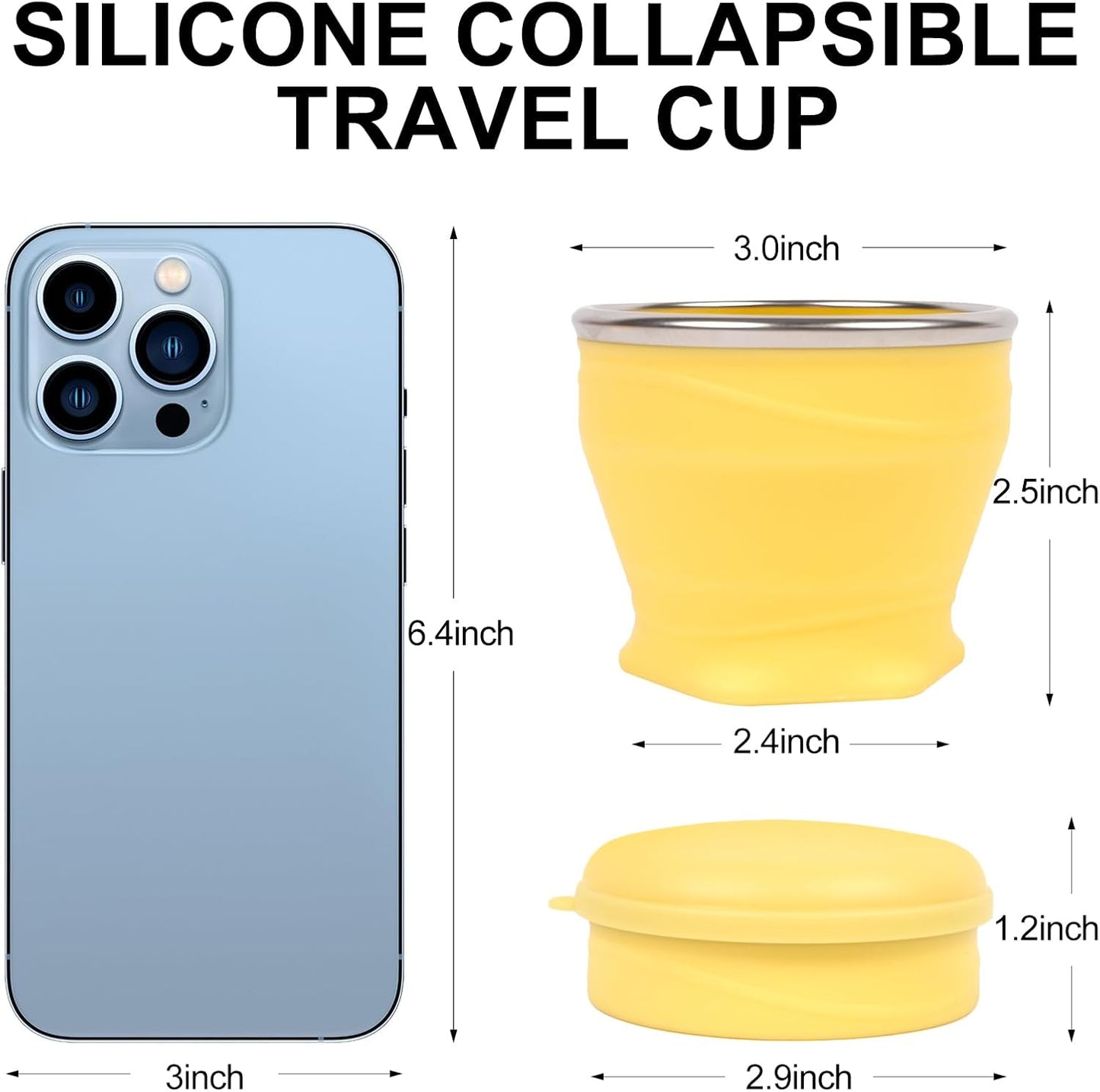Silicone Collapsible TravelCup - Silicone Folding Camping Cup with Lids -Collapsible Water Cup- Foldable Drinking Cup - for Travel, Camping, Hiking,Outdoor Sports,[6oz]