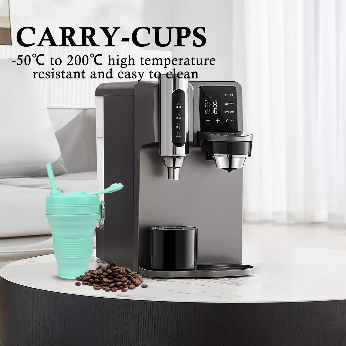 Silicone Coffee Cup with Straw lid Collapsible Cups for Traveling 20oz Lightweight Folding Water Mug for Picnic Hicking Camping Climbing