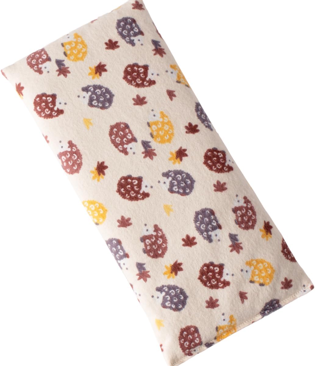 Microwave Heating Pad Filled with Flax Seed and Choice of Dried Herbs, Herbal Cold Pack, Good Size for Back Pain and Cramps, Hot and Cold Therapy, 6" x 12" (Yellow Hedgehog, Peppermint)