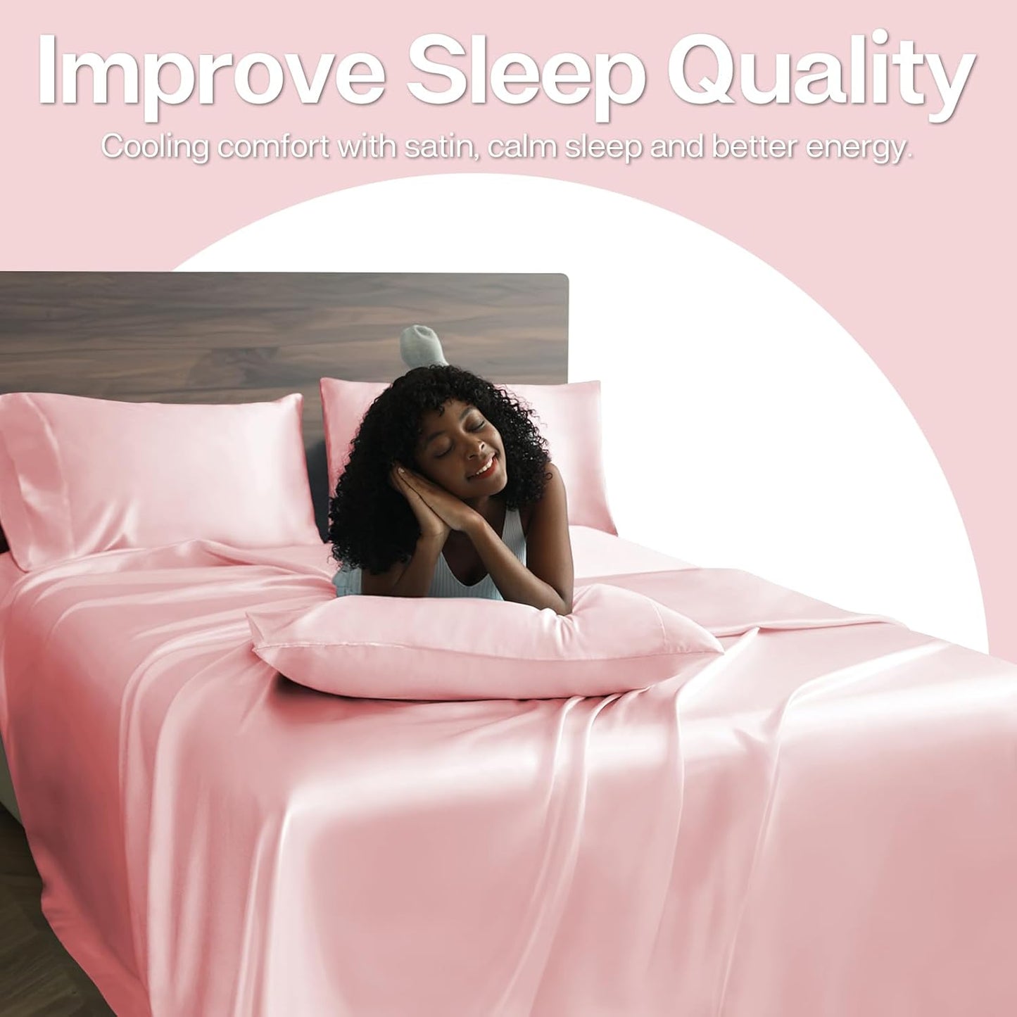 MR&HM Satin Pillowcase for Hair and Skin, Silk Satin Pillowcase 2 Pack, Standard Size Pillow Cases Set of 2, Silky Pillow Cover with Envelope Closure (20x26, Light Pink)