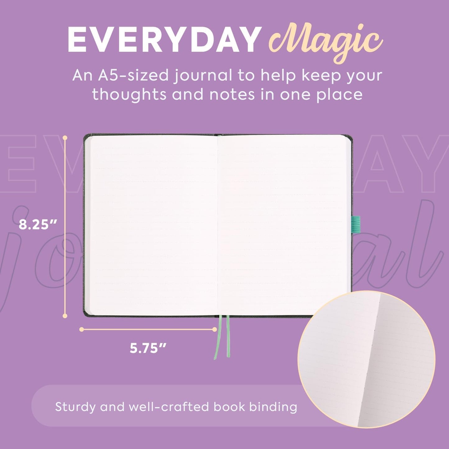 Happy Planner Small Undated Book-Bound Journal with 80 Pages of Thick 100 GSM Paper, A5 Size, Dot-Lined Layout, Mystic Moths