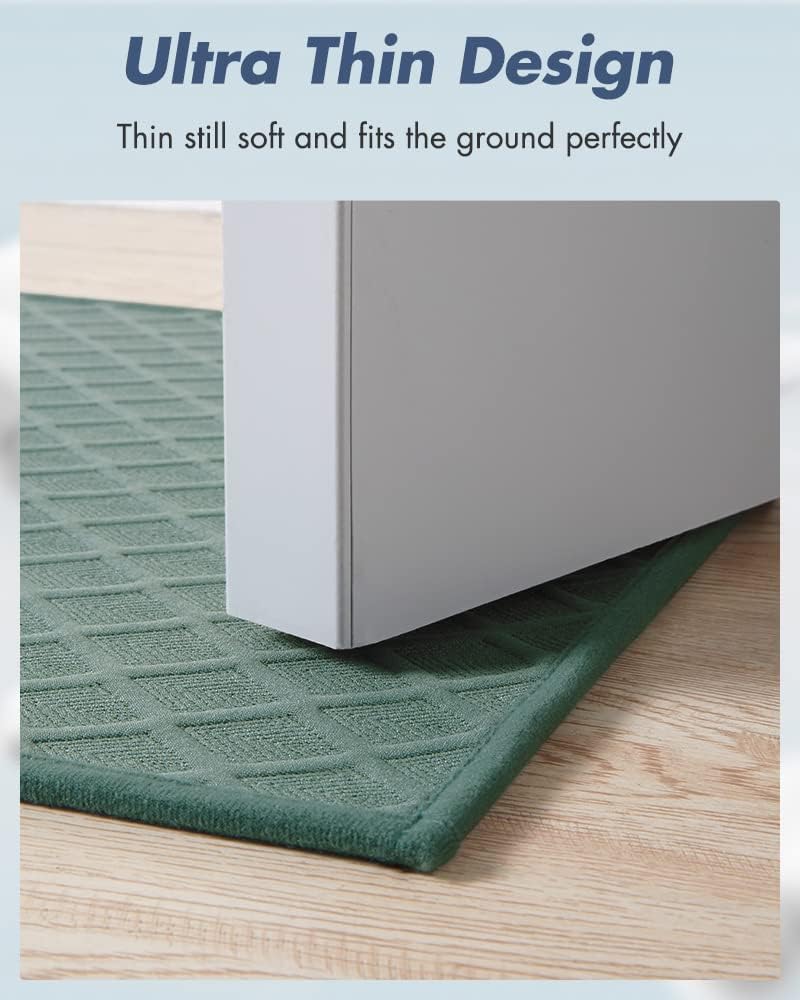 AMOAMI Ultra Thin Bathroom Rugs, Rubber Backed Bath Mats for Bathroom Non Slip, Absorbent Bathroom Mat for Floor, Shower, Sink(16"x24", Green)