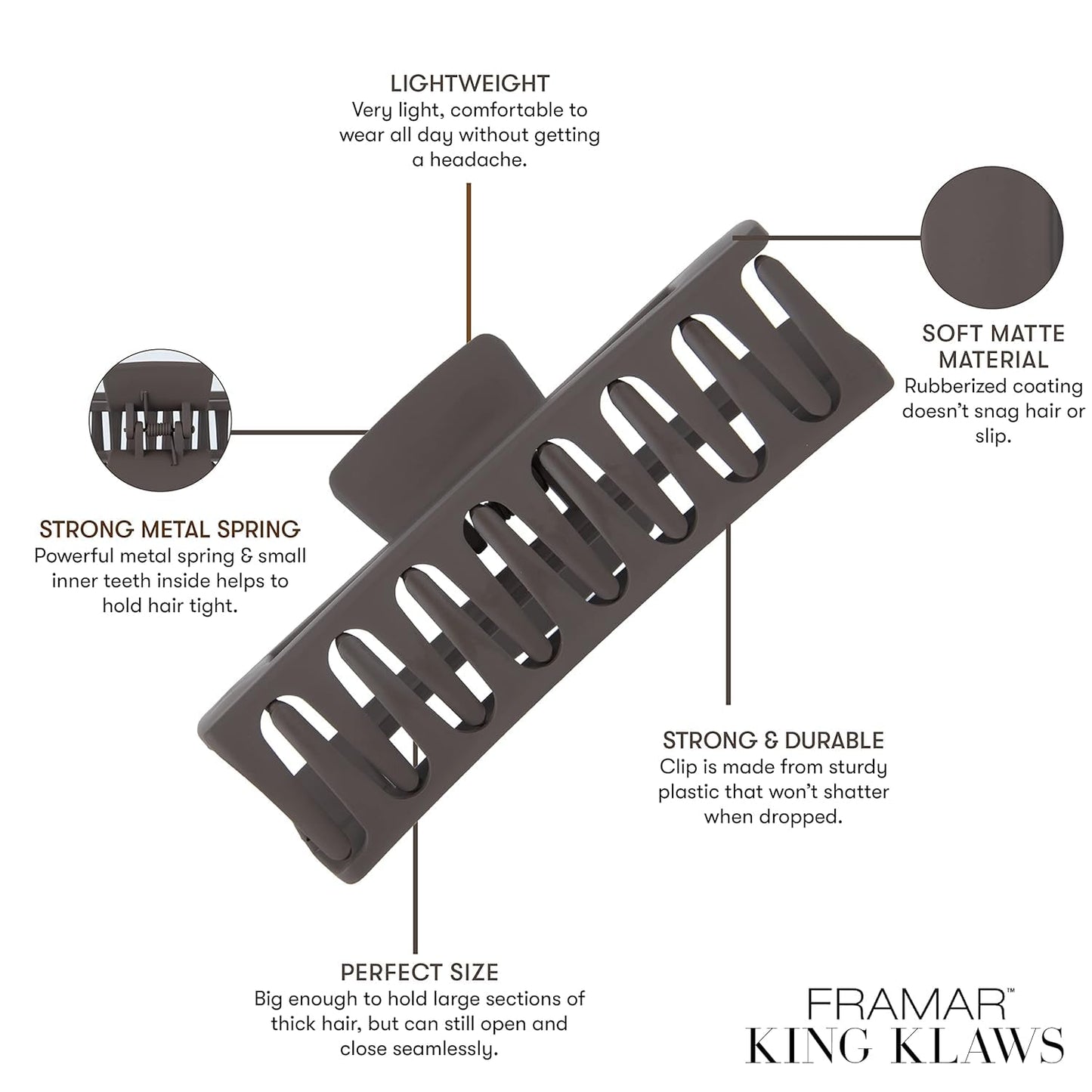 FRAMAR Extra Large Claw Clips For Thick Hair – Hair Claws Pack, Large Hair Clips For Thick Hair, Claw Clip Pack, Hairclips, Hairclips. For Women, Ganchos Para El Cabello – Non Slip Matte Finish