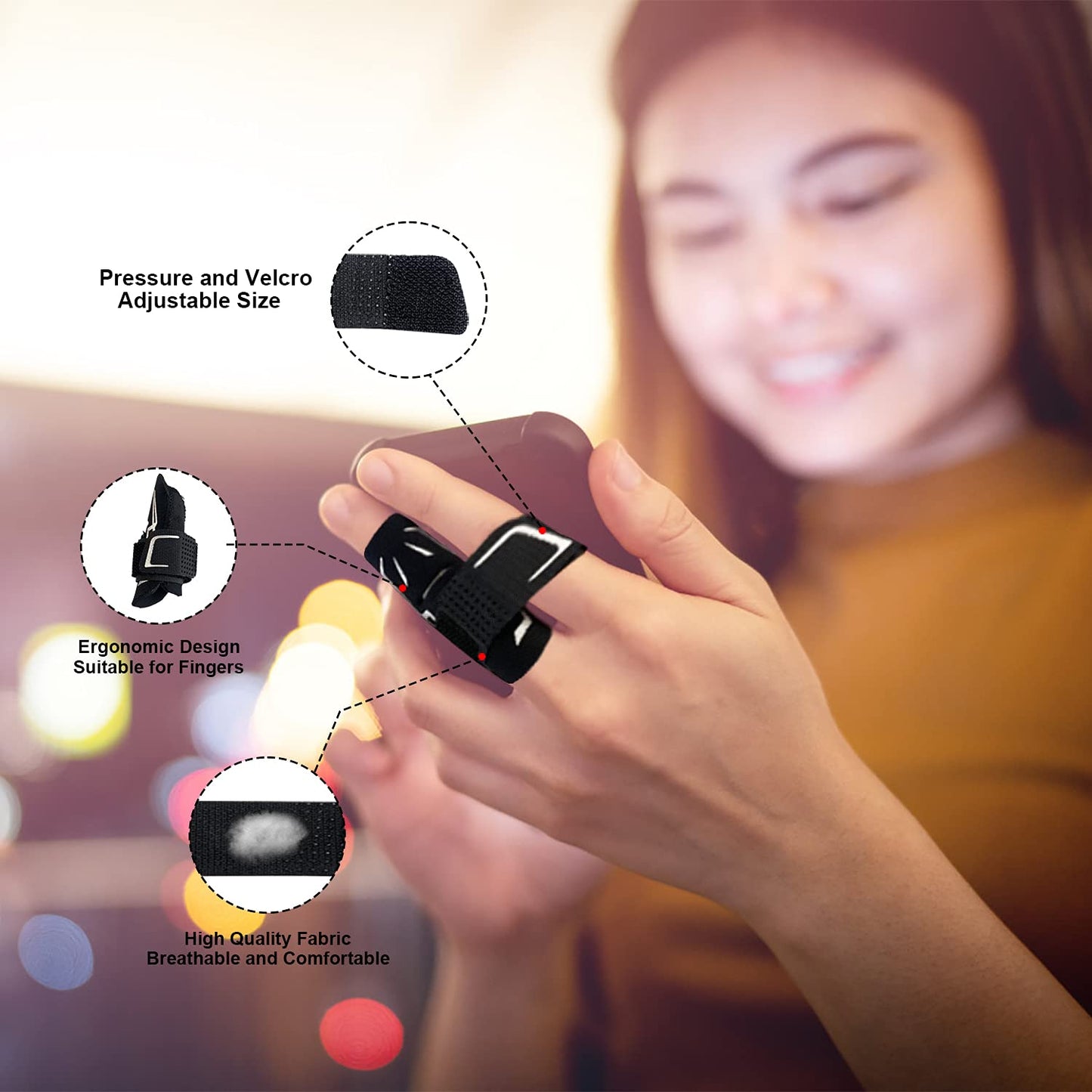 Finger Splint Finger Support Adjustable Elastic Compression Finger Sleeves Finger Brace Relieve Joint Pain Finger Guard Sport Finger Protector for Basketball Volleyball Tennis Baseball - L