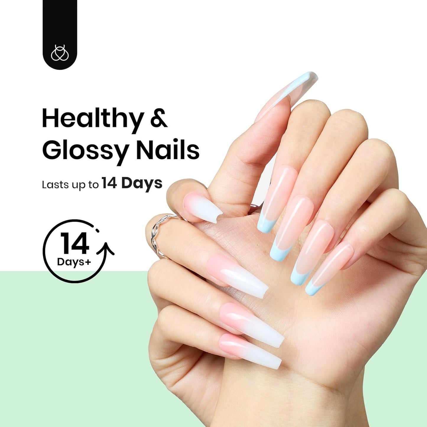 Beetles 2Pcs Hema Free Gel Base and Top Coat Set No Wipe, Upgraded Mild Formula Glossy Top Coat Gel Nail Polish Long Lasting Effect Soak Off No More Damaged Nails