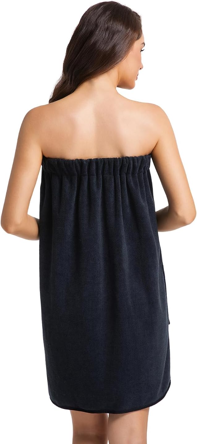 Womens Towel Wrap Bath Robe Lightweight Spa Body Wrap Shower Adjustable Snap Closure