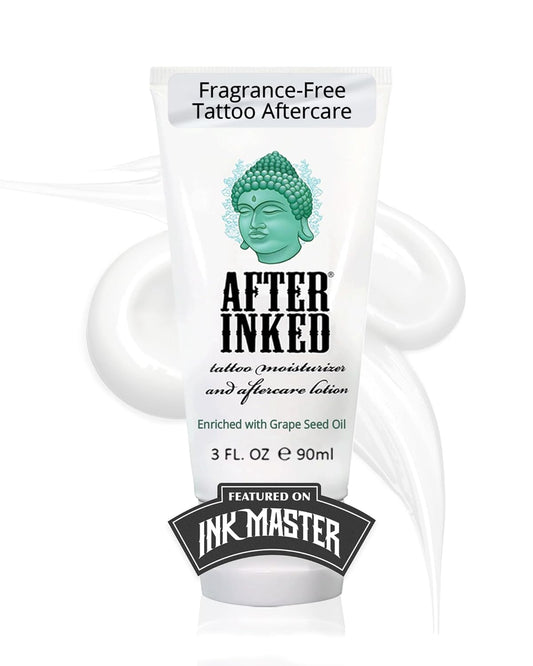 After Inked Tattoo Aftercare Lotion – Moisturizing Balm for Inked Skin, As Seen on INK MASTER – Hydrating Cream with Grape Seed Oil, Skin Nourishment & Daily Maintenance – 3 Fluid oz Tube (1-Pack)