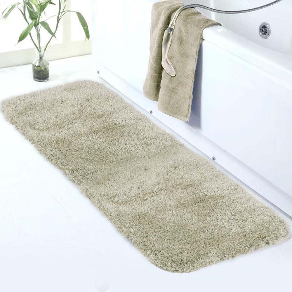 Walensee Large Bathroom Rug (24 x 36, Light Tan) Extra Soft and Absorbent Shaggy Bath RugMachine Washable Microfiber Bath Mat Non Slip Bath Mat, Luxury Bathroom Floor Mats