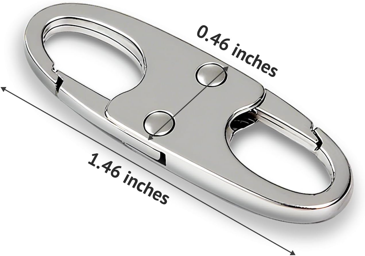 Zelin Anti Theft Zipper Clips Double Opening Small Carabiner Clips, 4Pcs Elegant Zinc Alloy Zipper Pull Replacement for Travel, Commuting and Camping (Frost Silver)