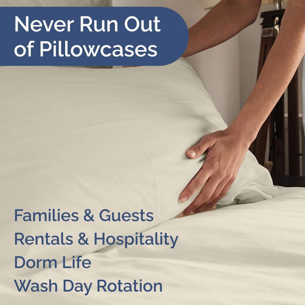 King Pillow Cases Set of 8 - Ultra Soft Hotel Quality Pillowcase Covers - Comfy & Wrinkle Free - Shrink, Stain and Fade Resistant - Easy-Care, Machine Washable Pillow Protectors - 8 Piece Set - Wheat