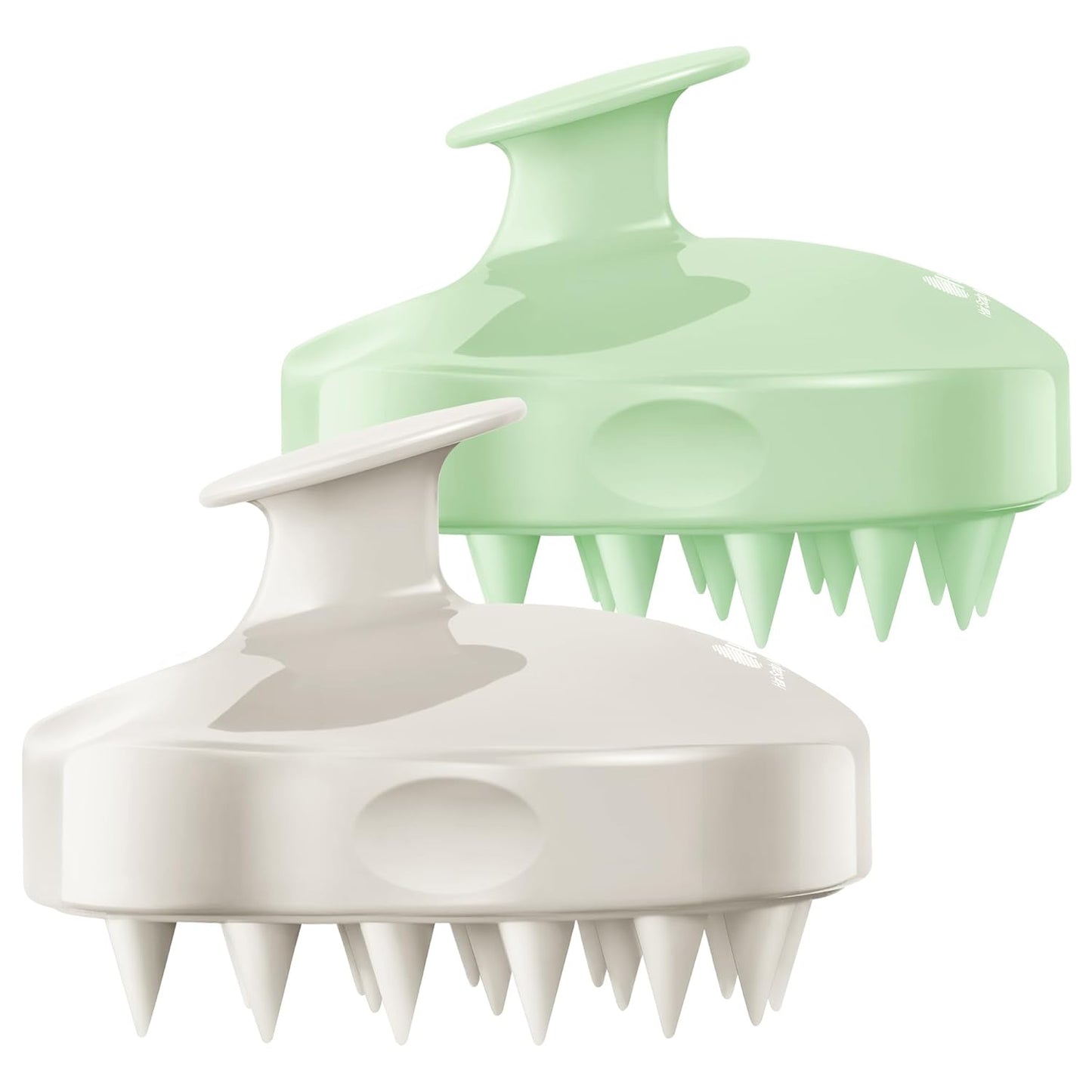 HEETA Scalp Massager Shampoo Brush 2 Pack, Soft Silicone Bristles to Remove Dandruff, Waterproof Scrubber for Wet Dry Hair, Suitable for Men & Women (Light Beige&Green)