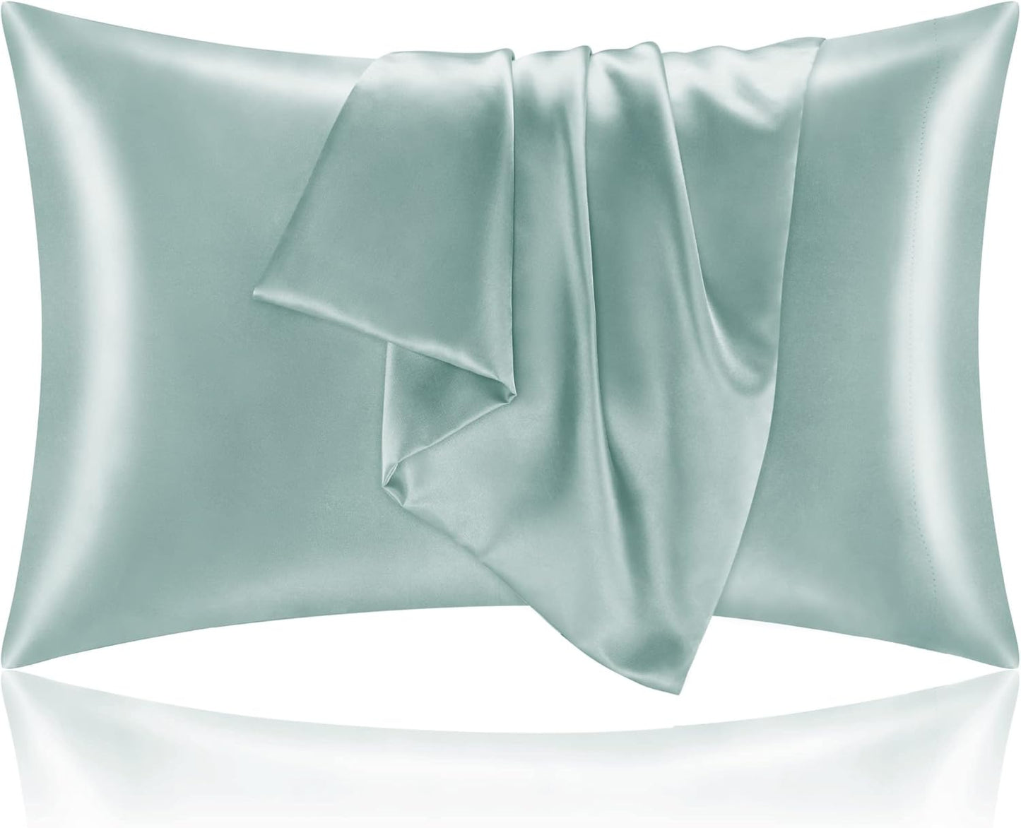 BEDELITE Satin Pillowcase for Hair and Skin, Super Soft and Cooling Similar to Silk Pillow Cases 2 Pack with Envelope Closure, Gift for Women Men(20"x26" Standard Size, Haze Blue)