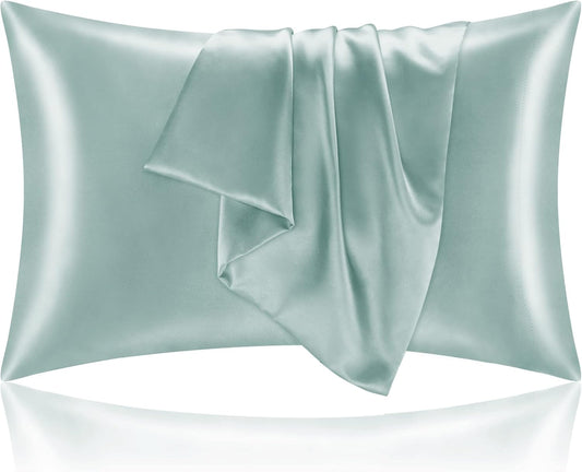 BEDELITE Satin Pillowcase for Hair and Skin, Super Soft and Cooling Similar to Silk Pillow Cases 2 Pack with Envelope Closure, Gift for Women Men(20"x26" Standard Size, Haze Blue)