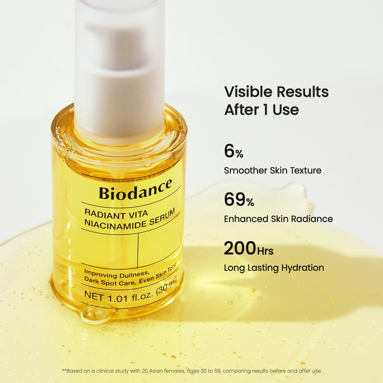 BIODANCE Radiant Vita Niacinamide Serum, Brightening, Dark Spot Care, Hydrating for Sensitive Skin, Filter Glow Serum for All Skin Types, Korean Skincare, Stocking Stuffers | 1.01 floz x 1 ea