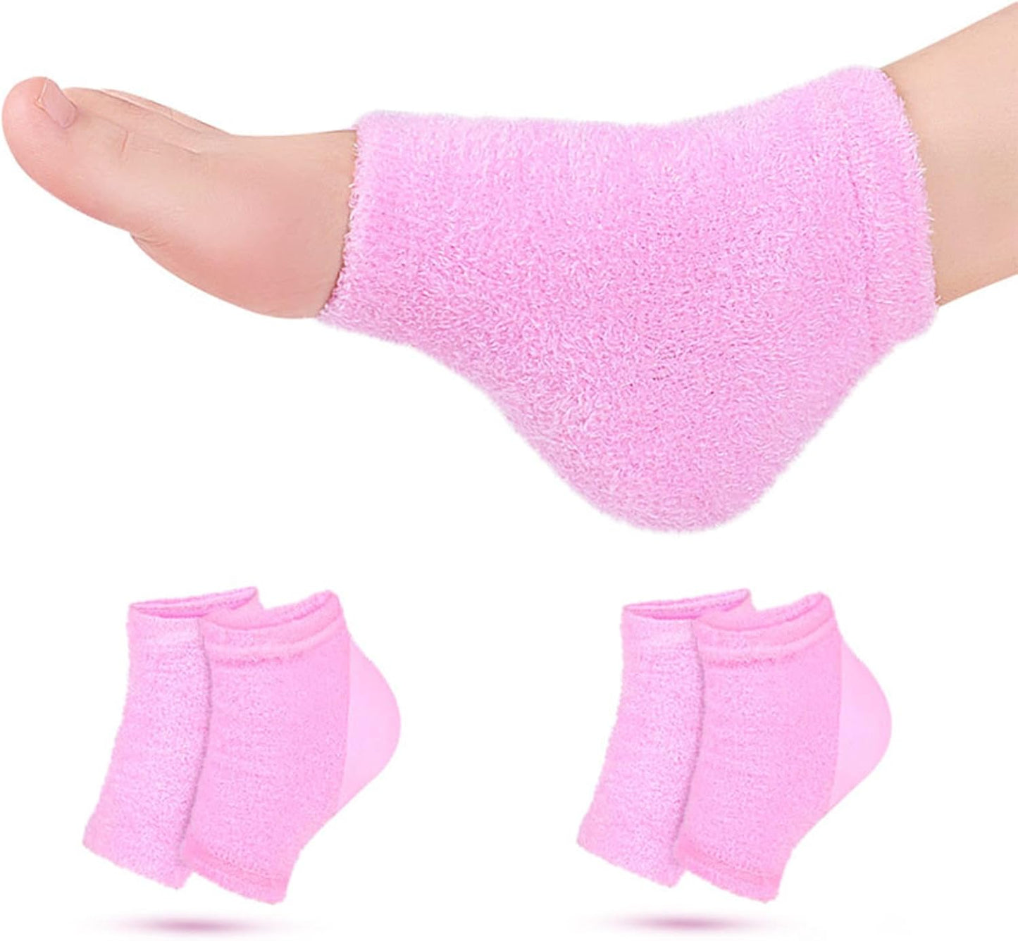 Castor Oil Pack Wrap for Foot, Castor Oil Moisturizing Heel Socks, for Plantar Fasciitis, Cracked Heels - Suitable for Overnight Moisturizing of Feet (Without Essential Oils) (Pink - 2 Pairs)