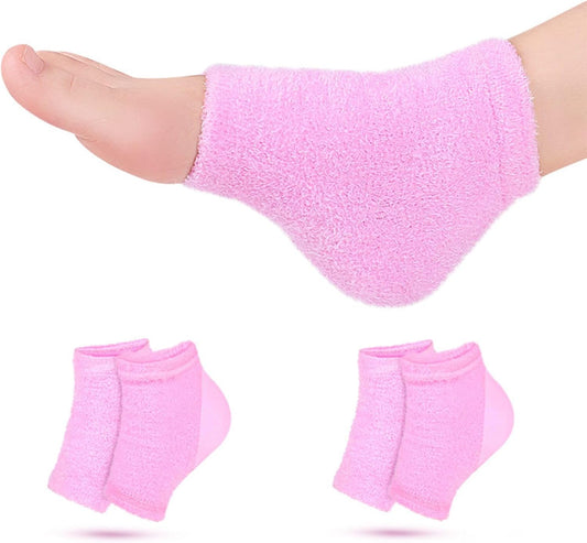 Castor Oil Pack Wrap for Foot, Castor Oil Moisturizing Heel Socks, for Plantar Fasciitis, Cracked Heels - Suitable for Overnight Moisturizing of Feet (Without Essential Oils) (Pink - 2 Pairs)