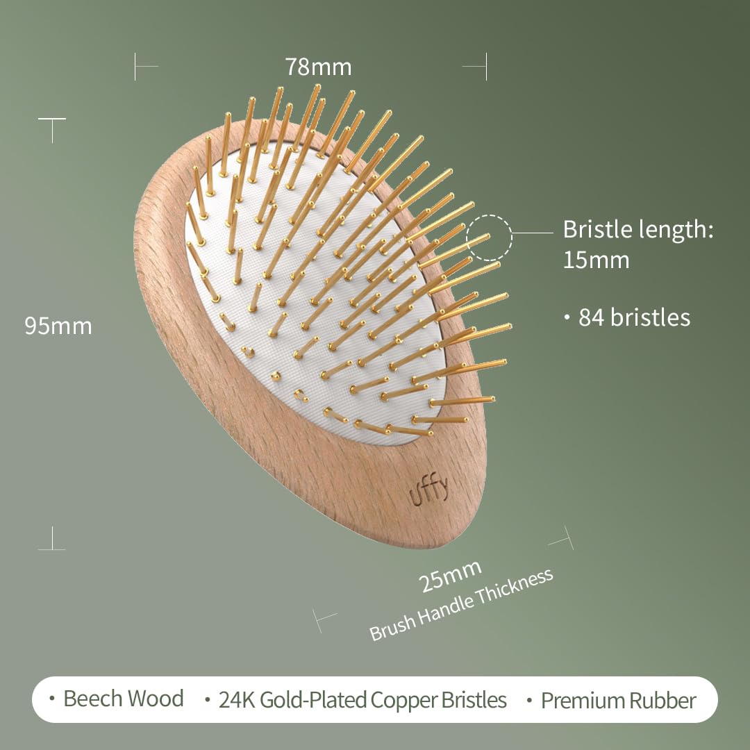 Uffy Acubrusher – Bamboo Bristle Gua Sha Hair Brush - Ergonomic Scalp Massager for Dandruff & Hair Growth, Suitable for All Hair Types - Ideal Gift Choice in Turquoise Blue