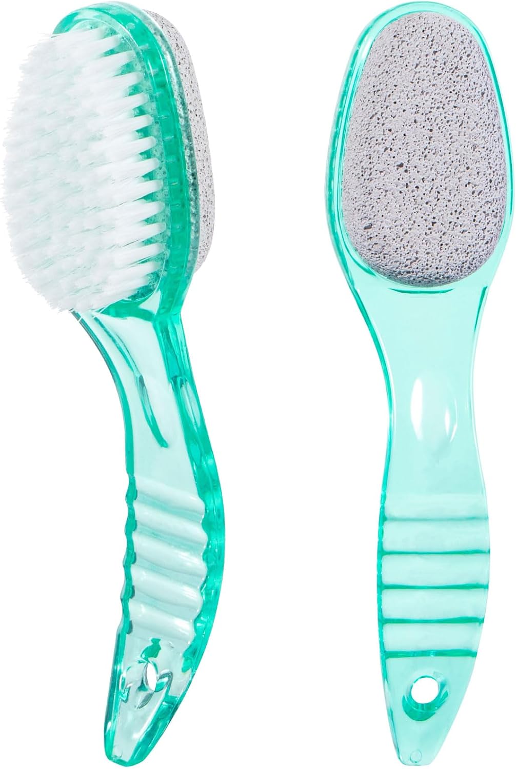 2 Pcs Foot Brush for Shower with Handle 2 in 1, Large Foot Pumice Stone Brush Scrubber Foot File Calluses Remove Suitable for Horniness Foot Spa, Foot Care Smooth Skin (Green)