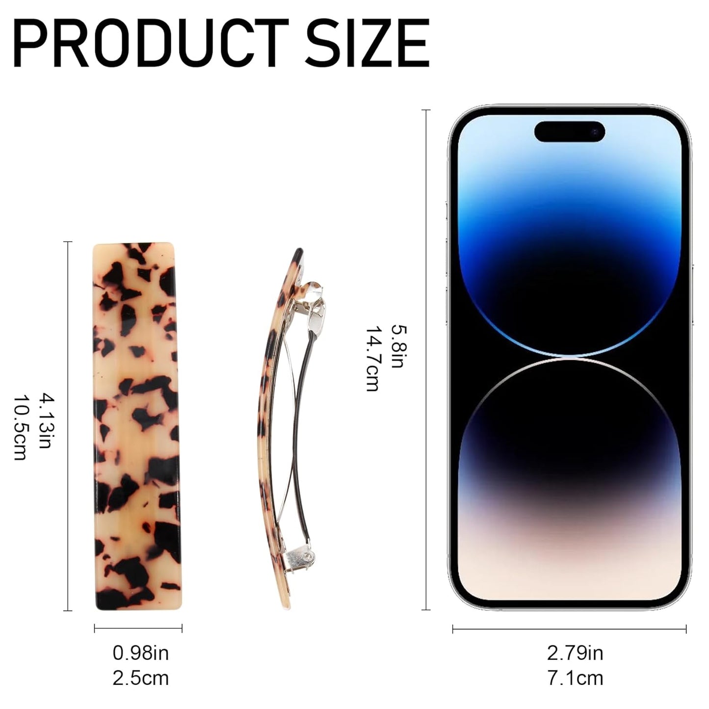 Hair Barrettes for Women - 4.13 Inch Tortoise Shell Acetate Hair Clips, Large French Retro Hair Clasps and Accessories for Thick Hair (3 Pcs)