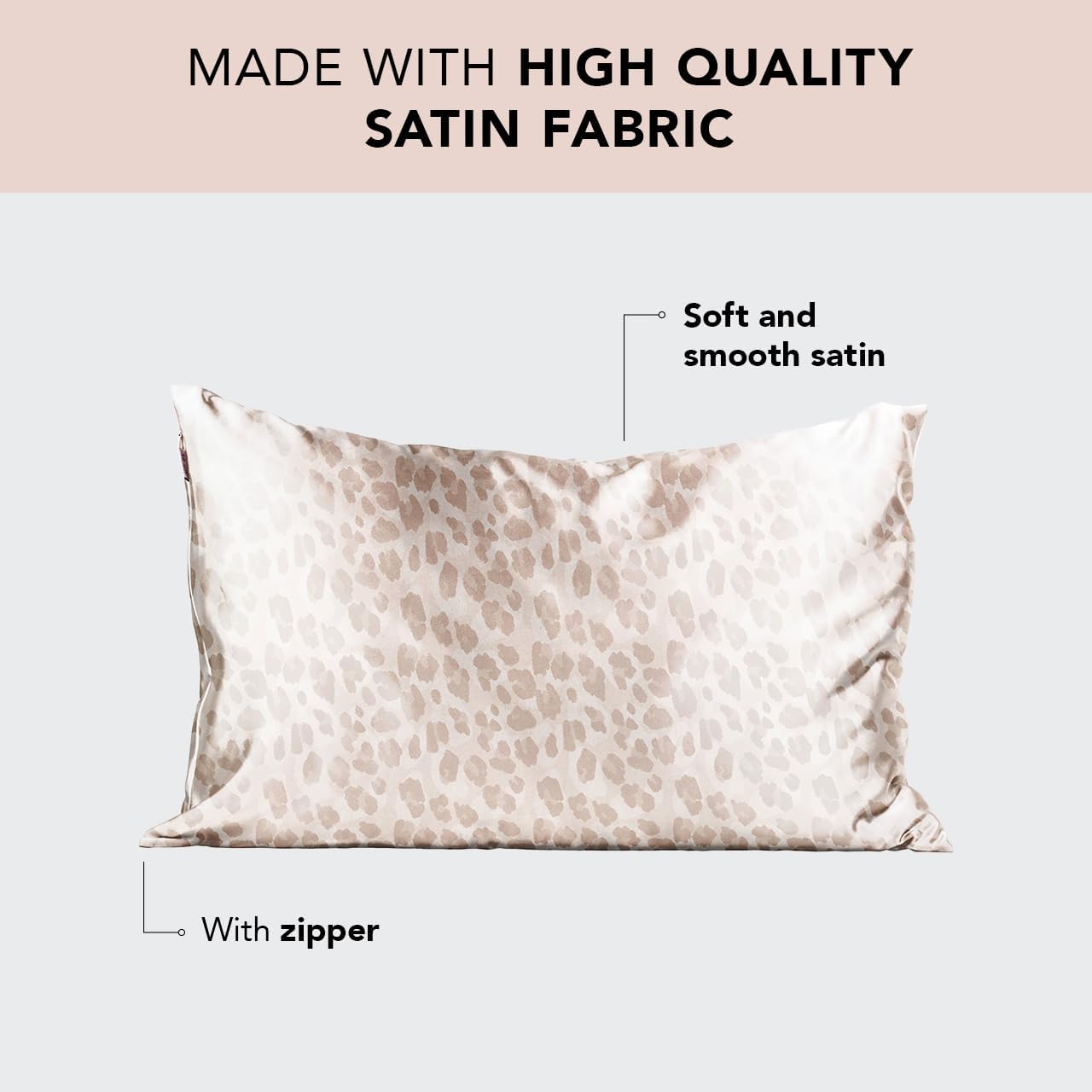 Kitsch Satin Pillowcase, Softer Than Silk Pillow Cases King, Cooling Pillow Covers, Satin Pillowcase with Zipper for Hair, Skin & Quality Sleep, Wrinkle-Free & Smooth, King Size 19"x36", Leopard