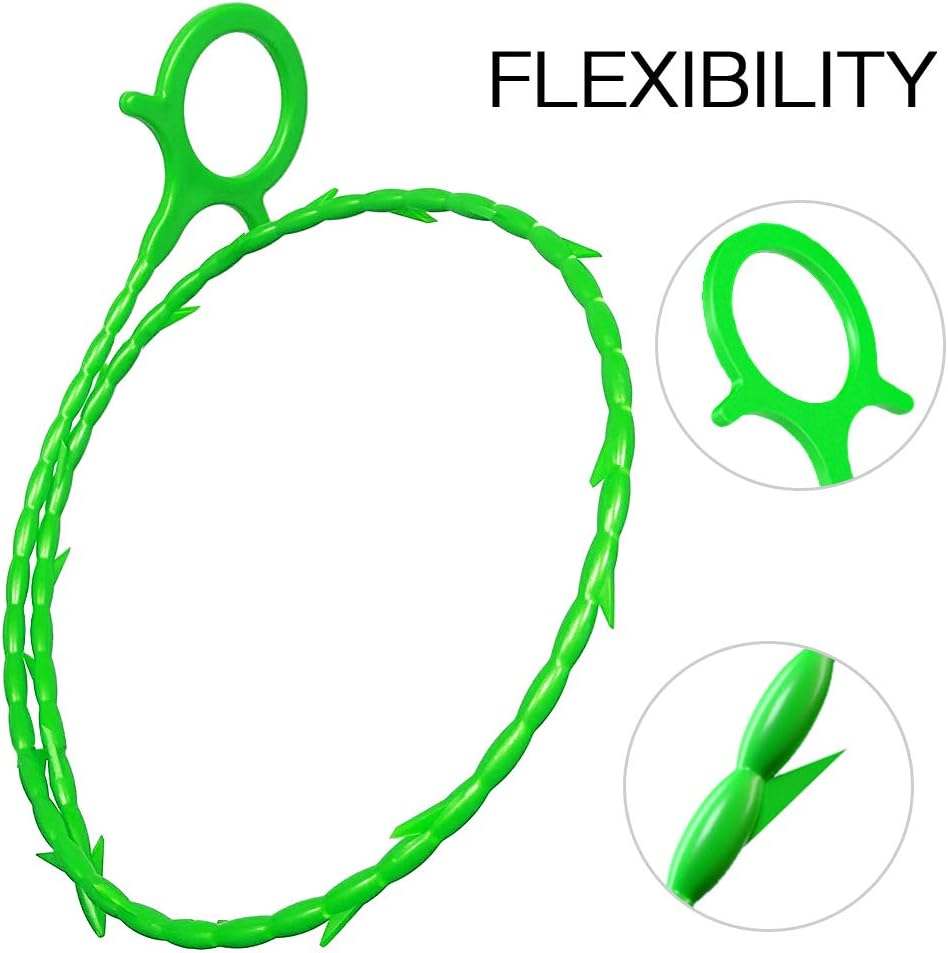 5 in 1 Compatible for Drain Snake Hair Drain with 5 Packs Drain Auger Clog Remover Cleaning Tool (Green)