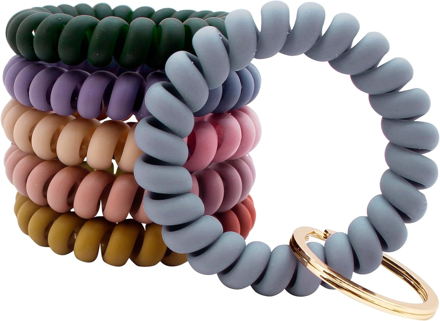 BIHRTC 6pcs Colorful Stretchable Wristband Wristlet Keychain Bracelet Wrist Band Key Ring Chain Wrist Coil Key Chains for Sauna Gym Pool ID Badge and Outdoor Sports