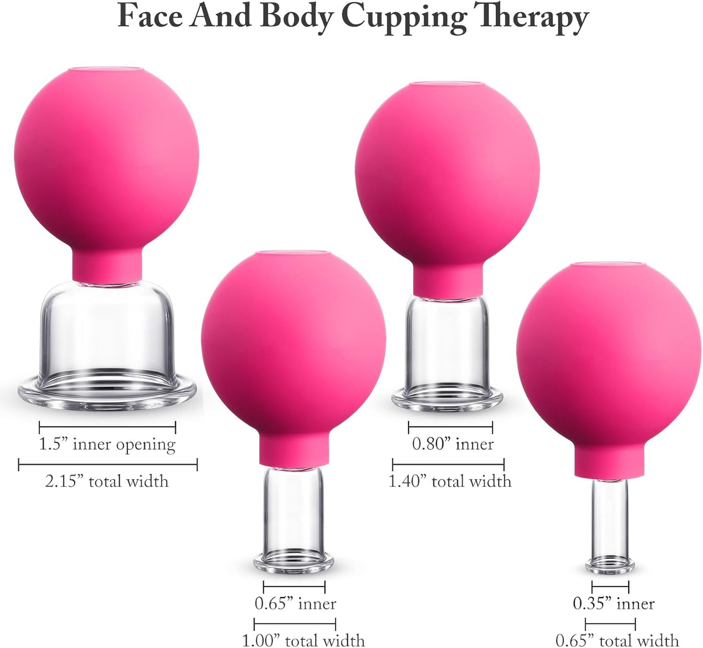 4 Pieces Glass Cupping Set Glass Silicone Cupping Cups Massage Vacuum Suction Cupping Cups for Body Face Leg Arm Back Shoulder Muscle and Joint Pain (Rose)