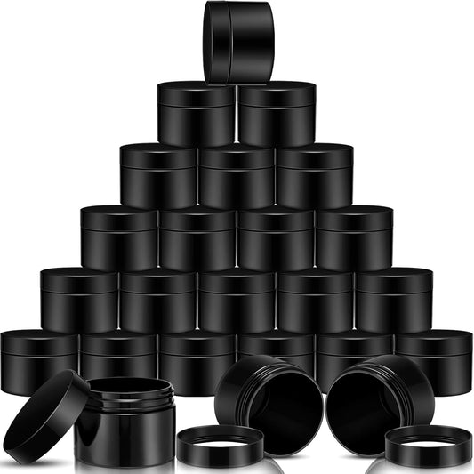 SATINIOR 12 Pack 8 oz Plastic Container Jars with Lids Round Clear Travel Cosmetic Container Slime Jar for Toiletries, Lotion, Cream, Ointment, Makeup, Rhinestone, Sample, Kitchen Storage(Pure Black)