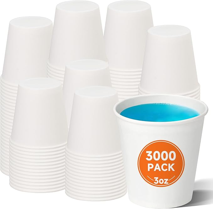 3000 Count 3 oz Small Paper Cups, Bathroom Paper Cups, Mouthwash Cups, Perfect for Bathroom