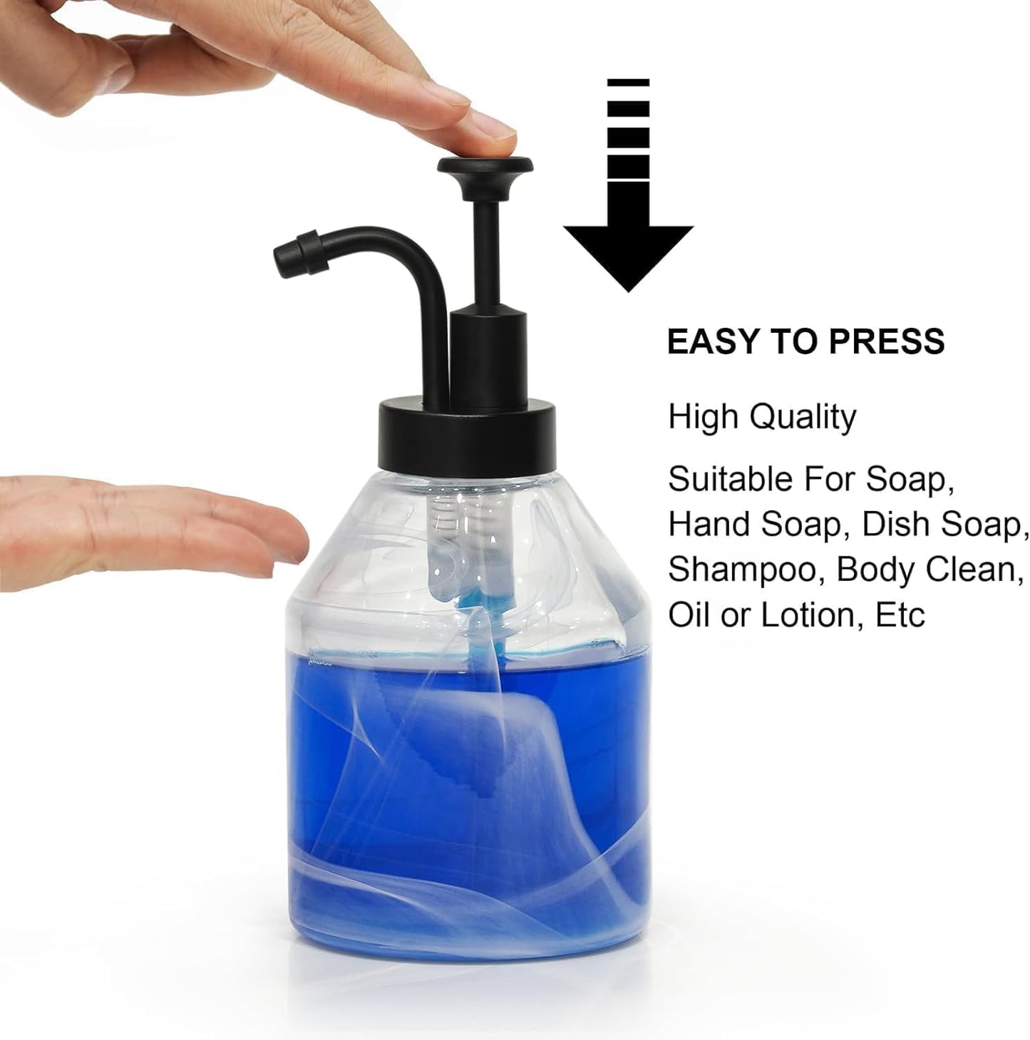 Soap and Lotion Dispenser Pumps Replacement Head, ABS Material Wider Mouth Bottle of 33mm (1.3inch) Gloss Smooth Action Pump, Rust Proof & Leak Proof for Soap Lotion Bottle Upcycling (Matte Black)