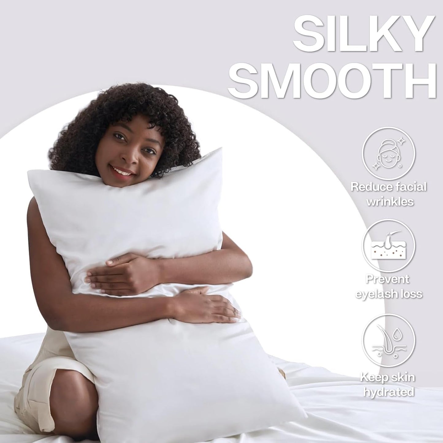 MR&HM Satin Pillowcase for Hair and Skin, Silk Satin Pillowcase 2 Pack, Standard Size Pillow Cases Set of 2, Silky Pillow Cover with Envelope Closure (20x26, White)