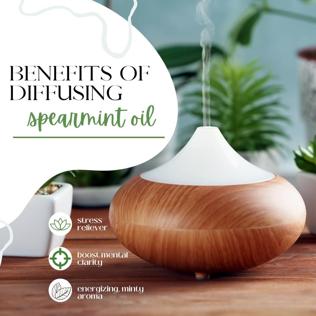 GreenHealth Spearmint Essential Oil 16 fl oz – 100% Pure & Uncut, Therapeutic Grade, Natural Aromatherapy Oil in Aluminum Bottle