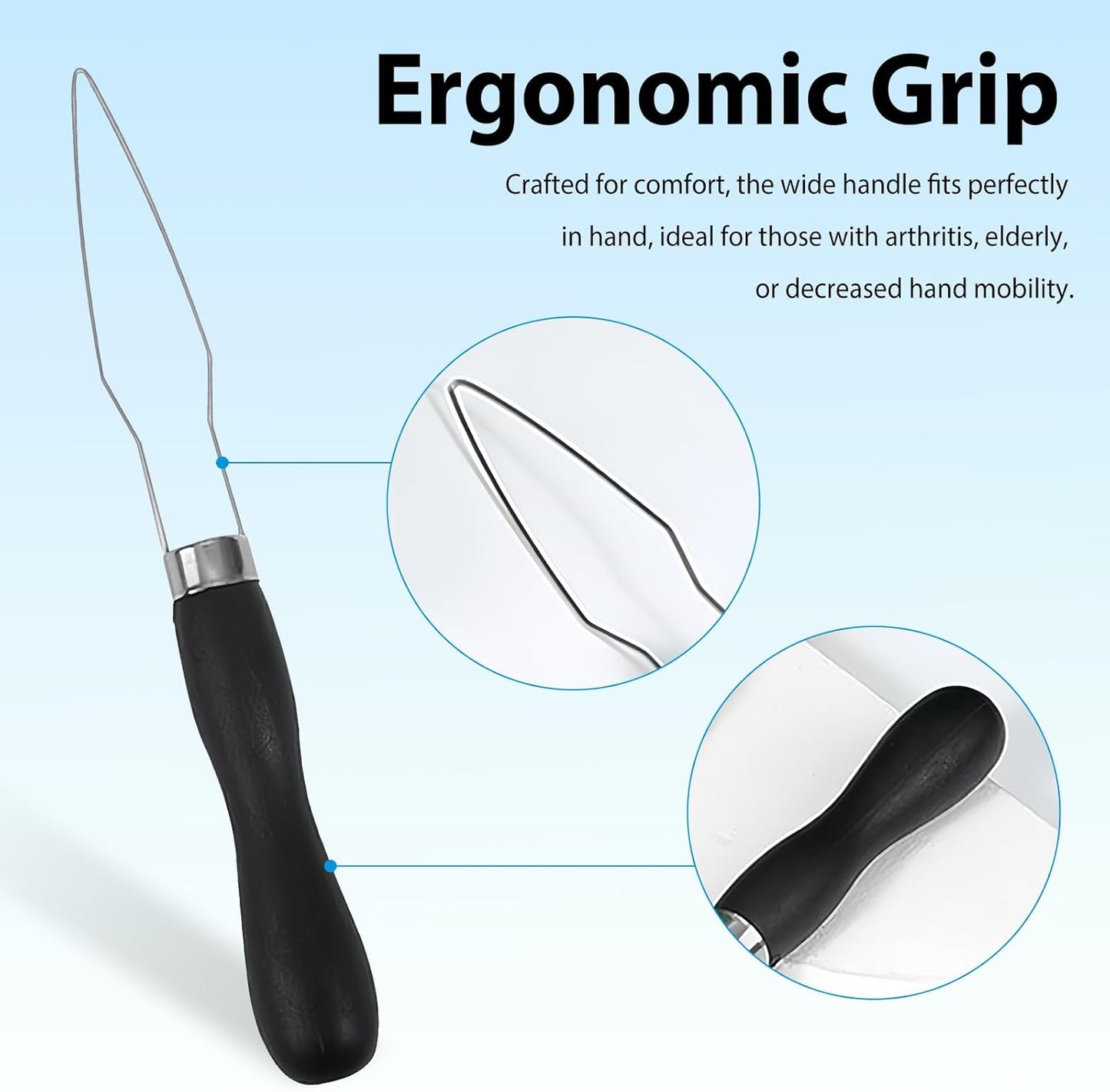 2pcs Button Hook Assist Device with Easy-Grip Handle for Shirts, Coats, Dresses - Ideal Button Aids for Arthritis & Limited Dexterity Black