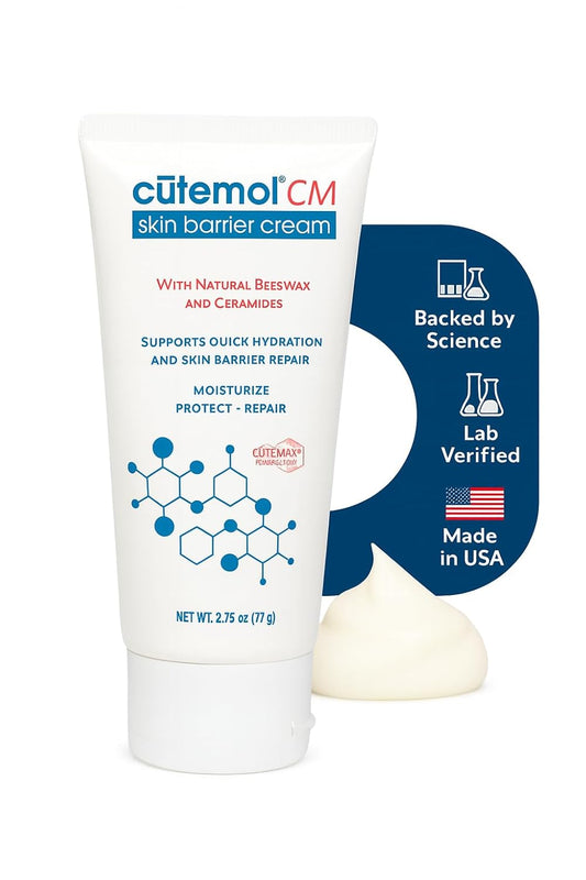 Cutemol CM Emollient Cream - Natural Beeswax & Ceramides for Dry, Damaged Skin (2.75 oz)
