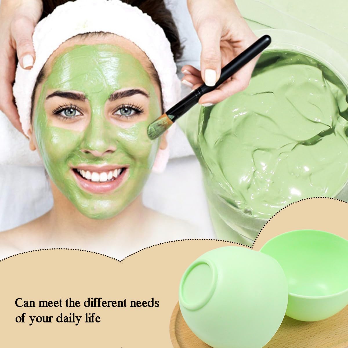 6 Pack Silicone Face Mask Mixing Bowls - Microwave & Freezer Safe, Non-Stick Esthetician Bowls for DIY Skincare, Clay Masks, Hair Color, 3.3-inch Esthetician Supplies(Green-6Pcs)