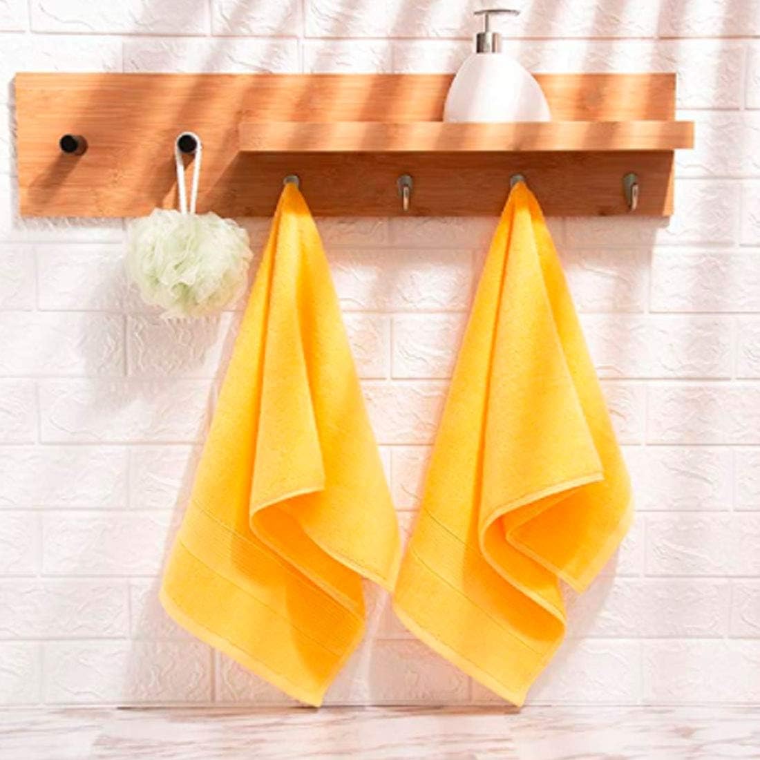 Hand Towels for Bathroom 2 Pack-100% Cotton Hand Towel (14 x 30 Inch), Highly Absorbent and Quick Dry Face Washcloth, Home Soft Premium Towel for Hotel, Bath, Kitchen and Spa(Yellow)