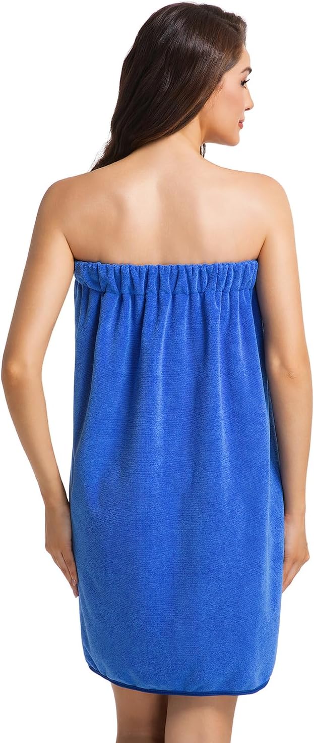 Womens Towel Wrap Bath Robe Lightweight Spa Body Wrap Shower Adjustable Snap Closure