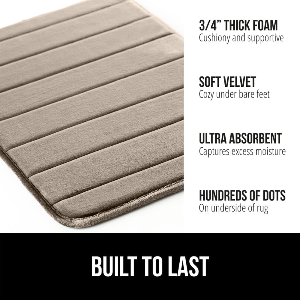 GORILLA GRIP Memory Foam Bath Mat, Soft Absorbent US Designed Bathroom Rug, Gripping Dots Machine Washable Bathmat, Cushioned Floor Mats, Shower Sink Rugs Room Décor Accessories, 30x20 Taupe