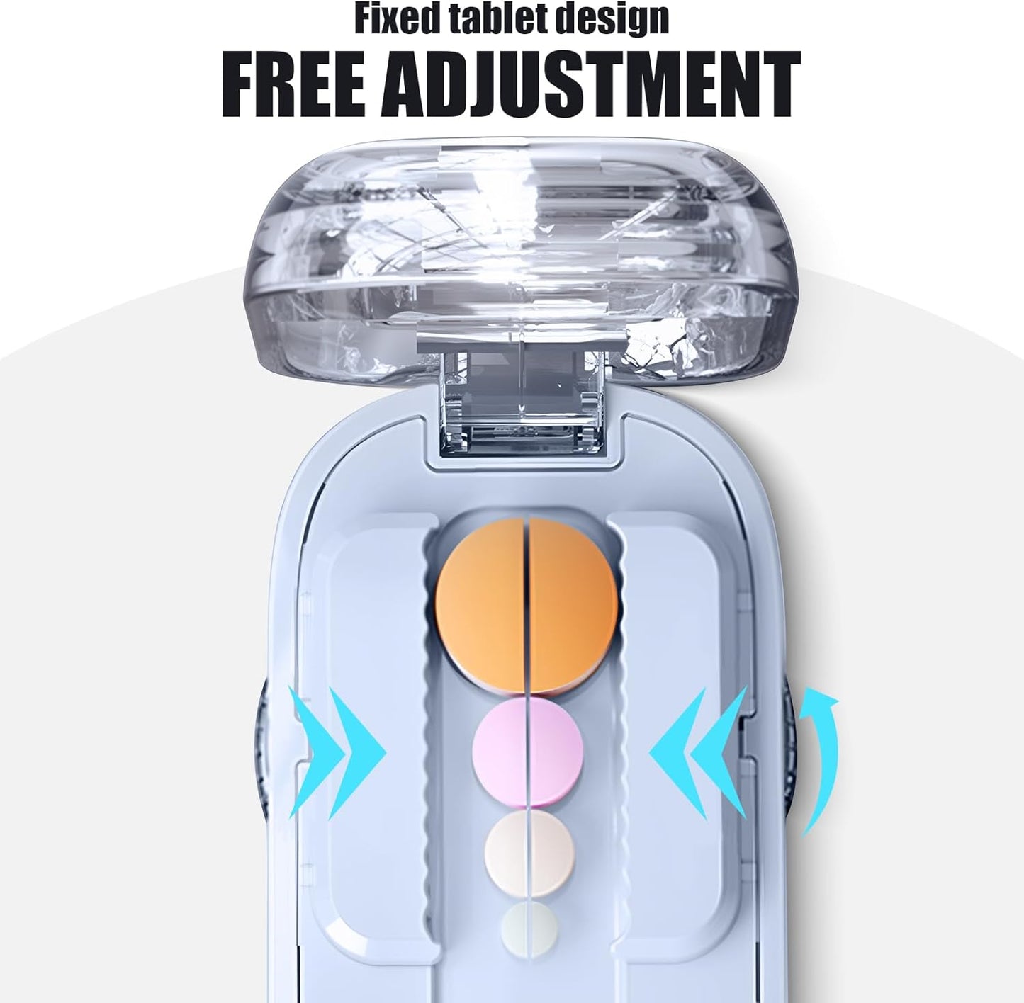 Portable Pill Cutter with Adjustable Slots – Multi Pill Splitter for Small & Large Tablets, Stainless Steel Blade, Clear Cut, Non-Slip Design, Easy to Use for Weekly Medication(Blue, 1/2)