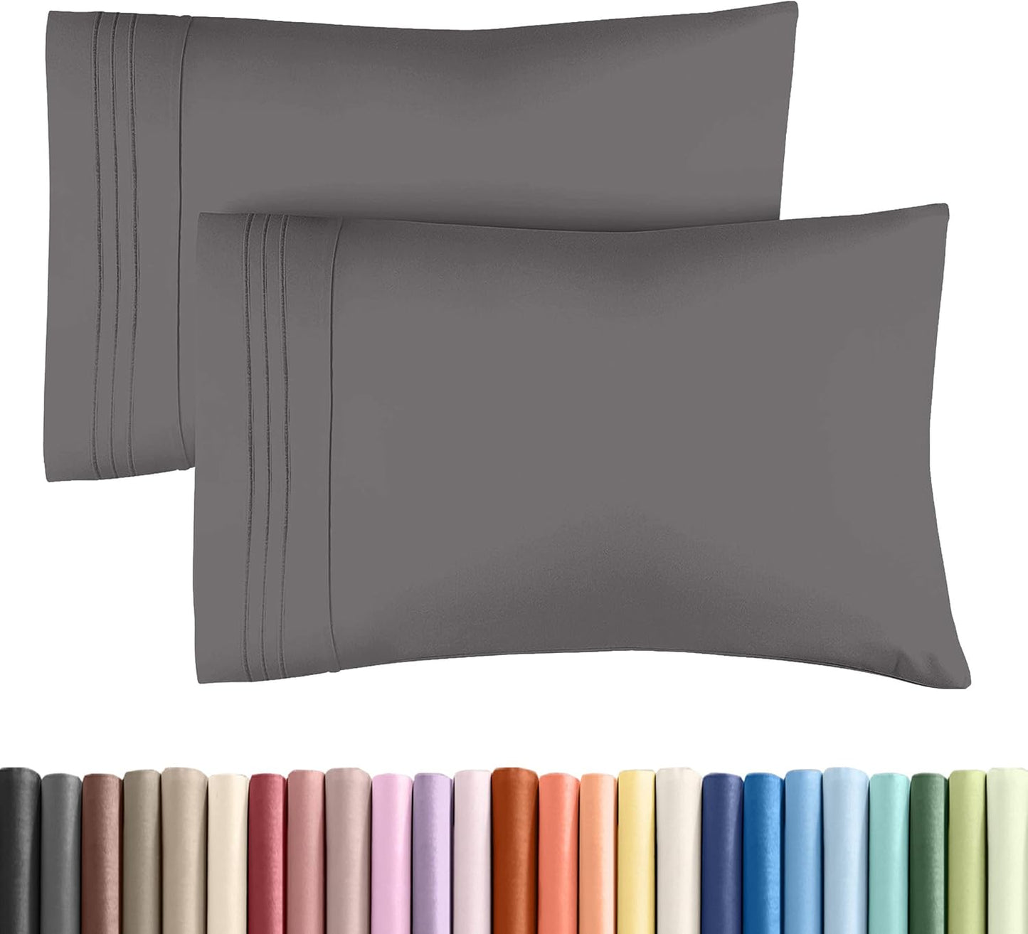 King Pillow Cases Set of 2 - Ultra Soft Hotel Quality Pillowcase Covers - Comfy, Cozy & Wrinkle Free - Shrinkage, Stain & Fade Resistant - Machine Washable Pillow Protectors - 2 Piece Set - Dark Grey