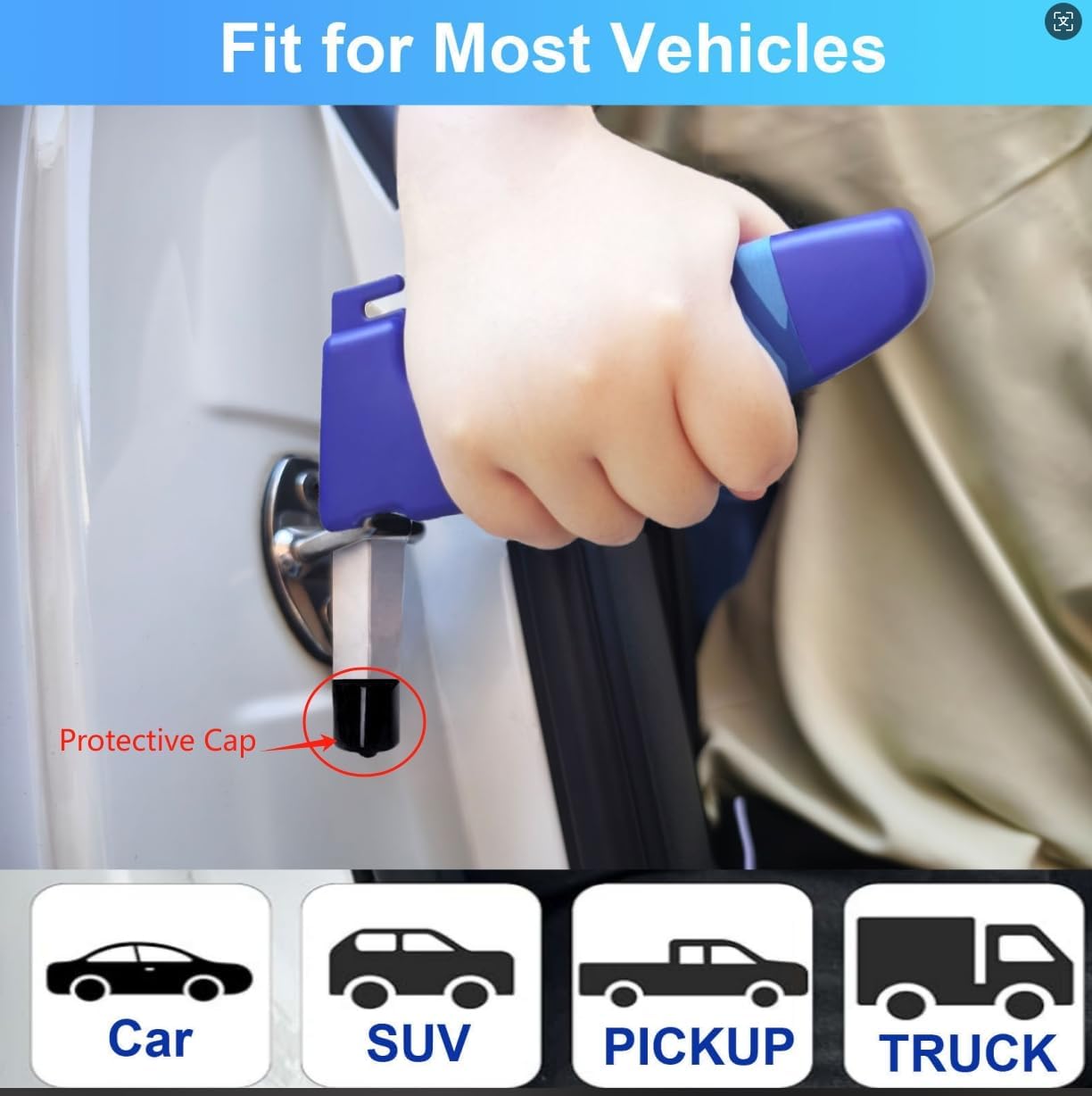 Car Door Handle for Elderly, 3-in-1 Multifunctional Handle Assist, Ultra Grip Mobility Handle for Car, Portable Vehicle Support Door Assist Bar, Max Load 500 Lbs, Anti-Slip Design, Blue