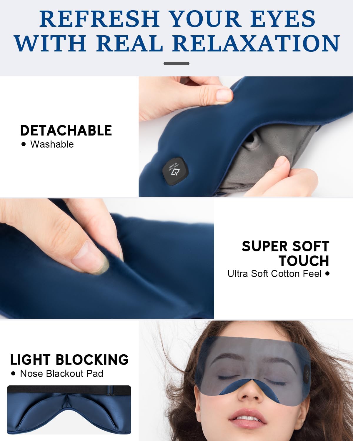 Cordless Heated Eye Mask for Dry Eyes, Blocking Light Sleeping Mask Warm Eye Compresses Electric Heating Pad for Stye Eye Treatment Blepharitis Sinus Migraine Gifts for Woman Man
