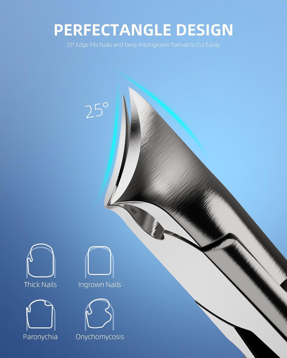 Nail Clippers for Thick & Ingrown Toenails - Sharp Curved Blade & Non-Slip Handle -Toenail Clippers for Men, Women, and Seniors - Professional Heavy-Duty Pedicure Tool Gift